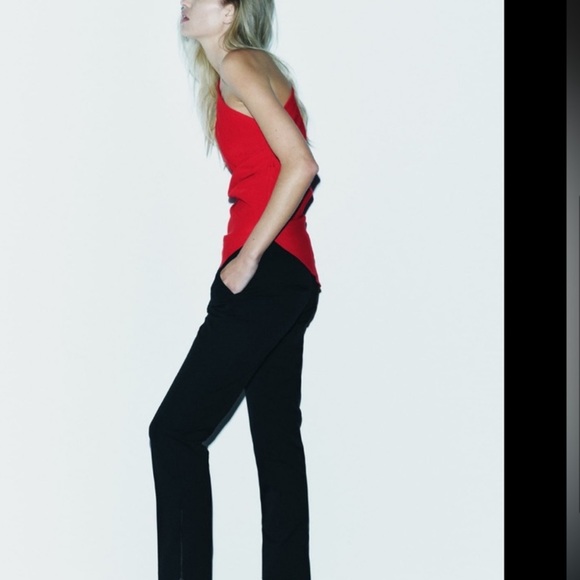 Zara NWT small red one shoulder red RUCHED ASYMMETRIC TOP - Picture 7 of 9